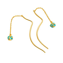 Real Gold Turquois Spiral Hanging Earring Set  - Model 5211 E1946
