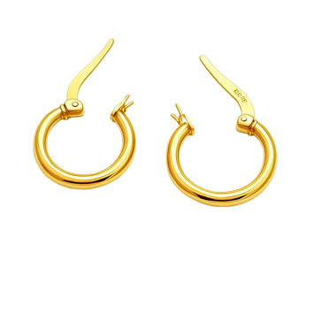 Real Gold Plain Round Clip Earrings Set - Model 5498 E1934