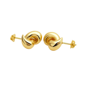 Real Gold Plain Double Teardrop Stud Earrings Set - Model 6898-28 E1933