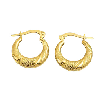 Real Gold Twisted Moon Round Clip Earrings Set - Model 6395 E1931
