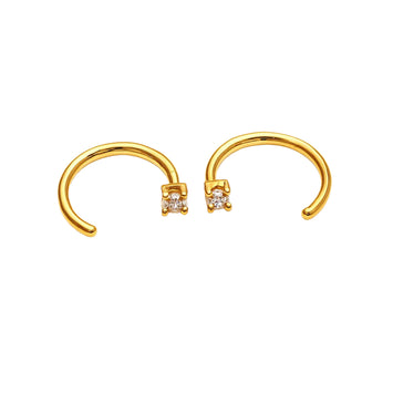 Real Gold 2MM Stone Hook Earrings Set - Model 6720 E1909