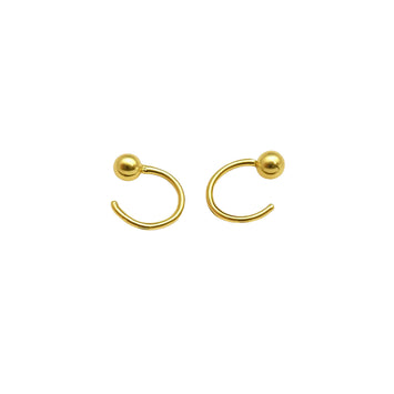 Real Gold 4MM Ball Hook Earrings Set - Model 3811 E1908