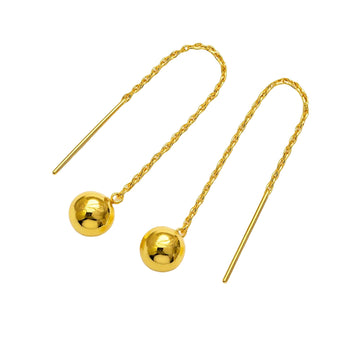 Real Gold Tic Tac Textured Glittering Ball Hanging Earring Set 3741 E1875