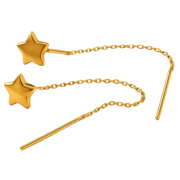 Real Gold 3D Star Hanging Earring Set - Model 0512 E1873
