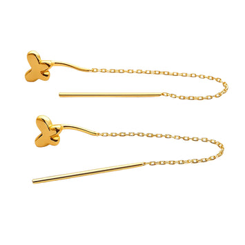 Real Gold 3D Butterfly Hanging Earring Set - Model 0518 E1874