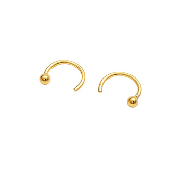 Real Gold 2MM Ball Hook Earrings Set - Model 3814 E1907