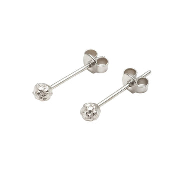 Real White Gold Glittering 3 MM Ball Stud Earring Set - Model 0003-W E1862