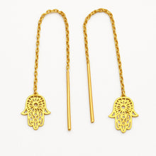 Real Gold Palm Hand Hanging Earring Set - Model 9766 E1854