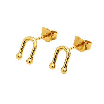 Real Gold 3D GZTF Hardware Small U Link Stud Earring Set 8954 E1852