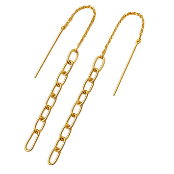 Real Gold Paper Clip Hanging Earring Link Thickness 2 MM 2694 E1828
