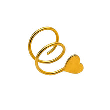 Real Gold Spiral Heart Ear Piercing H 0407-1 E1820