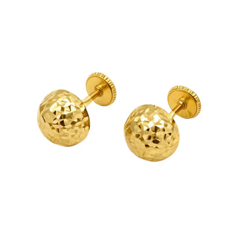 Real Gold Doom Glittering 8 MM Screw Lock Earring Set 0008 E1815