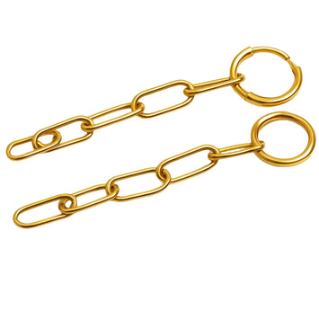 Real Gold Paper Clip Hanging Earring Set 1562 E1809