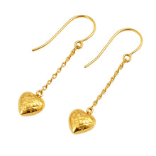 Real Gold 3D Heart Hanging Earring Set 3607 E1808