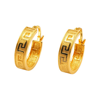 Real Gold Petite Maze Hoop Round Small Clip Earrings - Style 6322, Design E1784