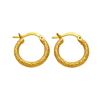 Real Gold Sparkling Round Hoop Earring Set - Style 5530, Design E1748