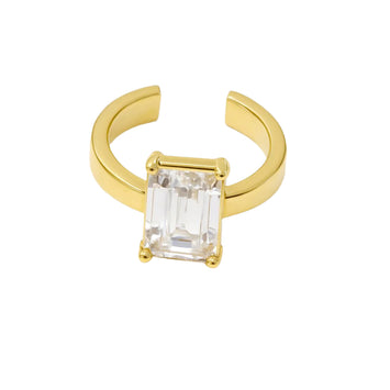 أقراط على شكل حجر ذهبي حقيقي 0024-01 (قطعة واحدة) E1729