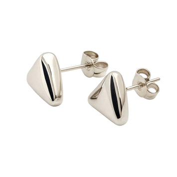 Real Gold Plain 3D Triangle White Gold Earring Set 8627 E1652