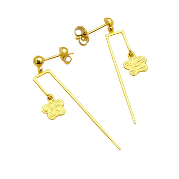Real Gold Butterfly Dangler Sleeve Stud Earring Set 2105-11 E1707