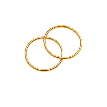 Real Gold Round Plain Loop Earrings Set (1.7 cm) - Model 0001/15/10M E1939