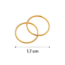 Real Gold Round Plain Loop Earrings Set (1.7 cm) - Model 0001/15/10M E1939