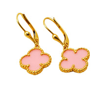 Real Gold Pink Hanging Clip Earring Set - Model GZJVN E1921