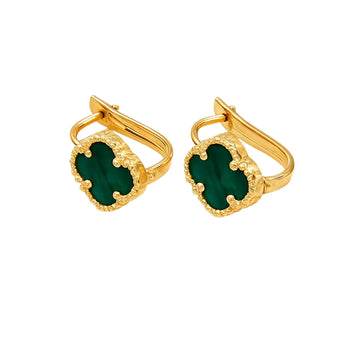 Real Gold Small Green Press Earring Set - Model GZJVN E1919