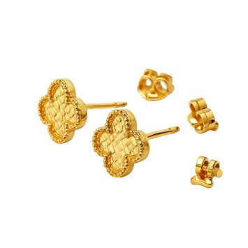 Real Gold Clover Glittering Earring Set - Model GZJVN 3050 E1917