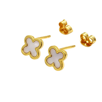 Real Gold Pearl Stud Earrings Set - Model GZJVN 0533 E1915