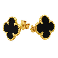 Real Gold Black Pearl Flat Stud Earrings Set - Model GZJVN 0695-AC E1914