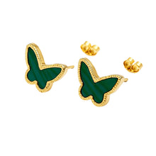 Real Gold Butterfly Green Pearl Earring Set GZJVN 0285 E1825