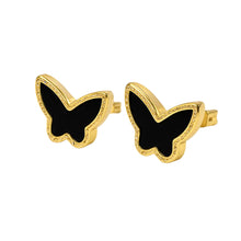 Real Gold Butterfly Black Pearl Earring Set GZJVN 0115-1PK E1802