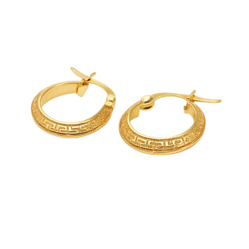 Real Gold Maze Hoop Oval Round Earring Set 6443 E1783