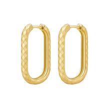Real Gold Textured Paper Clip Earrings Set - Model 0507-3 E1952
