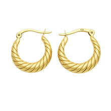 Real Gold Round Textured Moon Clip Earrings Set - Model 6387-3 E1951
