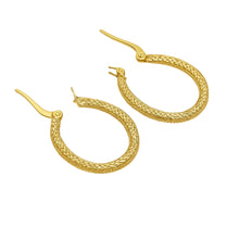 Real Gold Glittering Oval Clip Earring Set - Model 5532-1 E1949