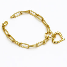 Real Gold 3D Heart Paperclip Bracelet 5045 (19 C.M) BR1789