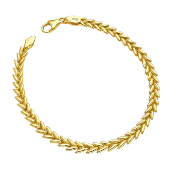 Real Gold Unisex Leaf Chain Bracelet (17 C.M) - Model CVB 0258-1 BR1817