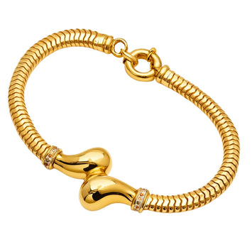 Real Gold Twisted Chunky Teardrop Luxury Stone Bracelet CVB 0626 (19 C.M) BR1835