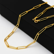Real Gold Long Round Paper Clip Chain Necklace Link Length 1.7 C.M 9482 (50 C.M) CH1232