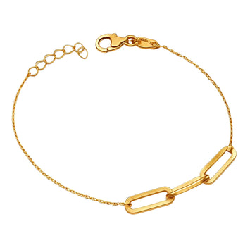 Real Gold 3 Paper Clip Adjustable Size Bracelet (17 C.M) 9980 BR1717