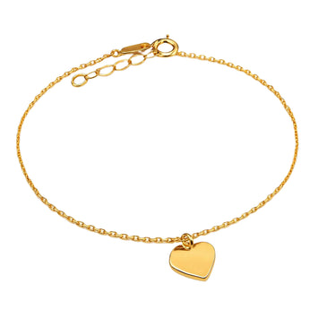 Real Gold Heart Adjustable Size Bracelet 0530 (19 C.M) BR1773