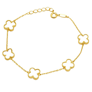 Real Gold 5 Clover Adjustable Size Bracelet (19 C.M) - Model GZJVN 1656 BR1765