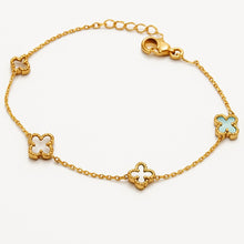 Real Gold 4 Clover Pearl White Bracelet (19 C.M) - Model GZJVN 0802 BR1763