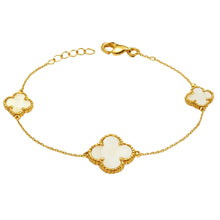 سوار من الذهب الحقيقي بثلاثة أشكال كلوفر ولؤلؤ أبيض (19 سم) موديل GZJVN1809 BR1758