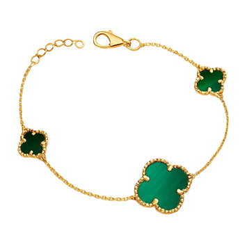 Real Gold 3 Clover Green Luxury Bracelet (19 C.M) - Model GZJVN 1878 BR1756