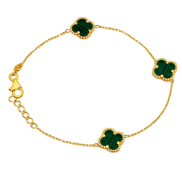 Real Gold 3 Clover Green Luxury Bracelet (19 C.M) - Model GZJVN 1874 BR1755