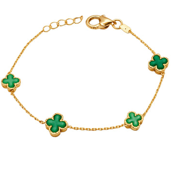 Real Gold 4 Clover Green Luxury Bracelet (19 C.M) - Model GZJVN 1859 BR1761
