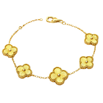 Real Gold Solid 5 Clover Adjustable Size Bracelet (17 C.M) - Model 5VC GZJVN 0515/9BL BR1842
