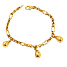 Real Gold 3 Teardrop Hanging with Link Chain Bracelet 1976 (17 C.M) BR1806